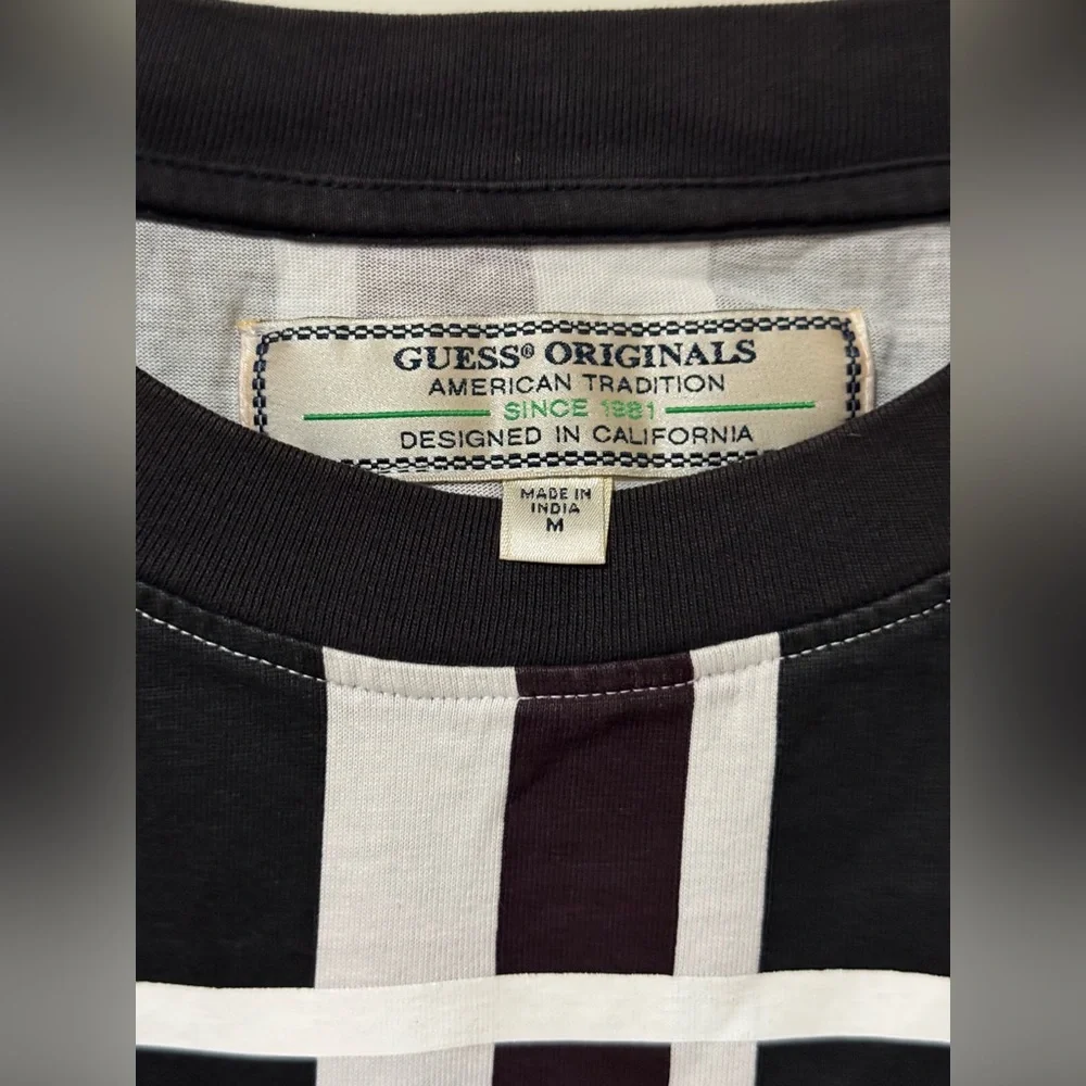 Guess Originals Men's Rexford Black Striped Short-Sleeve T-Shirt - Picture 5 of 7
